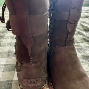 UGG Dark Brown Leather and Suede Boots